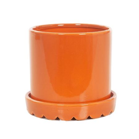 Pot ...keramiek H% 13CM POT/STONE/ORANGE/Ø13 H12
